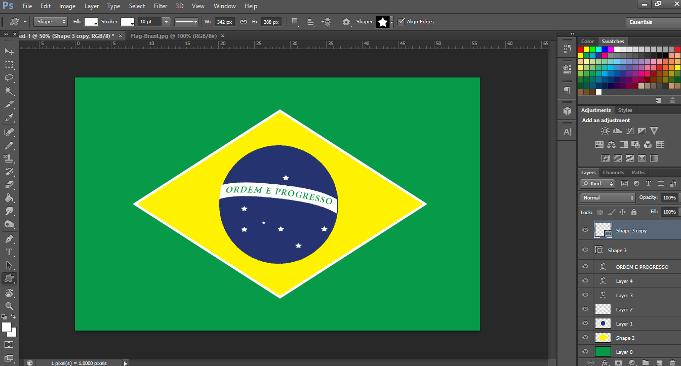 ترسیم پرچم برزیل با فتوشاپ