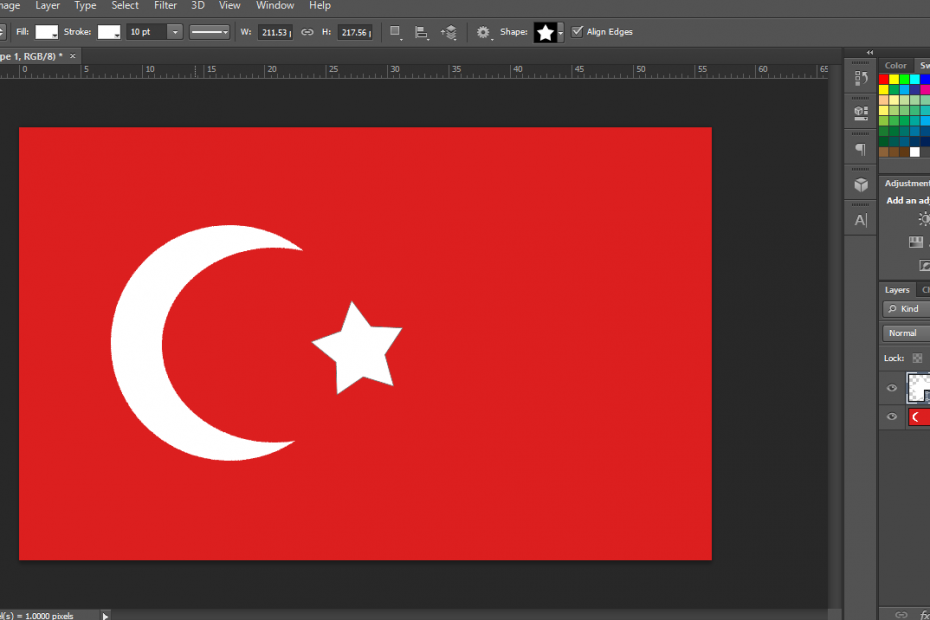 تصویر ترسیم پرچم ترکیه با فتوشاپ