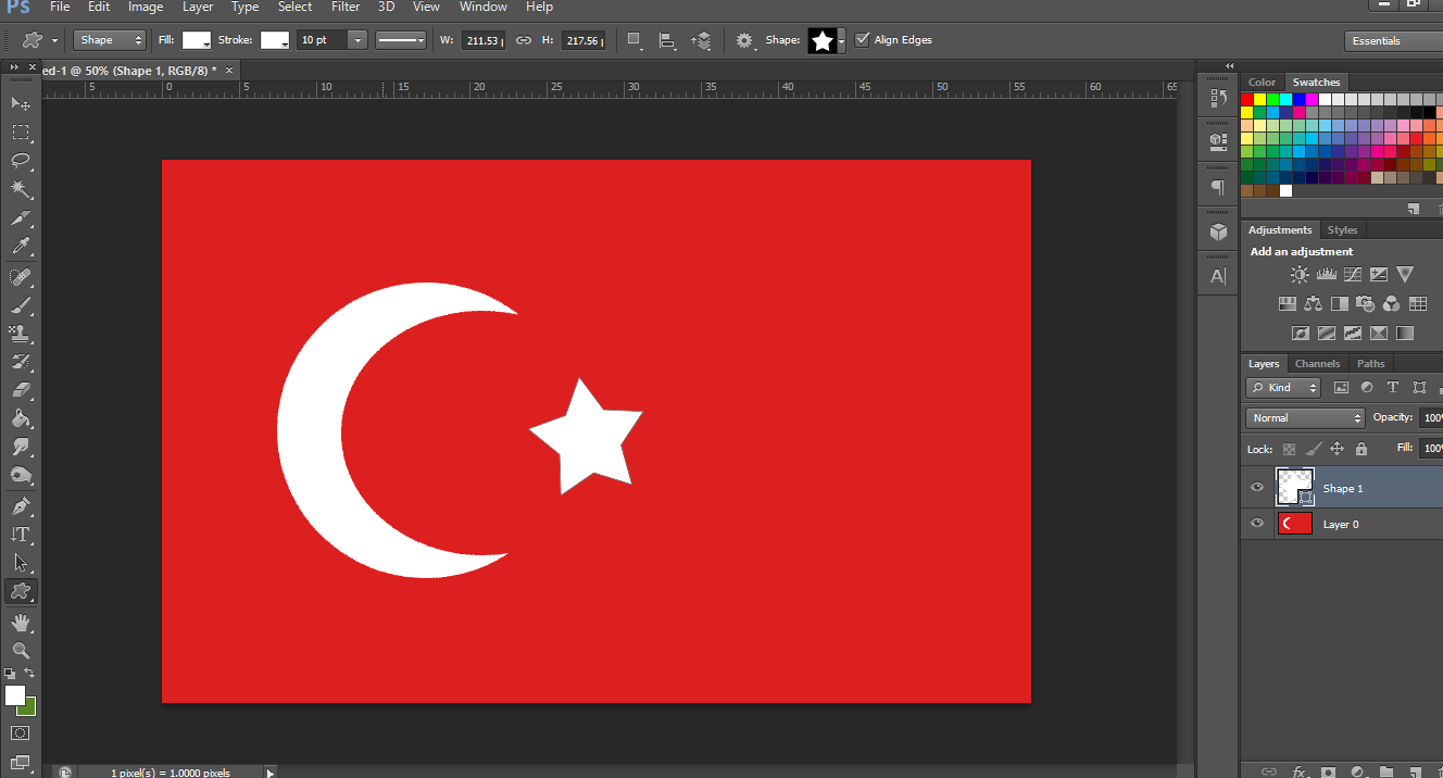 ترسیم پرچم ترکیه با فتوشاپ